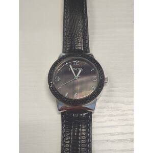 Honora MOP Watch 1.00 Ct Black Spinel Bezel Leather 38mm Fits 7 -9" New Battery